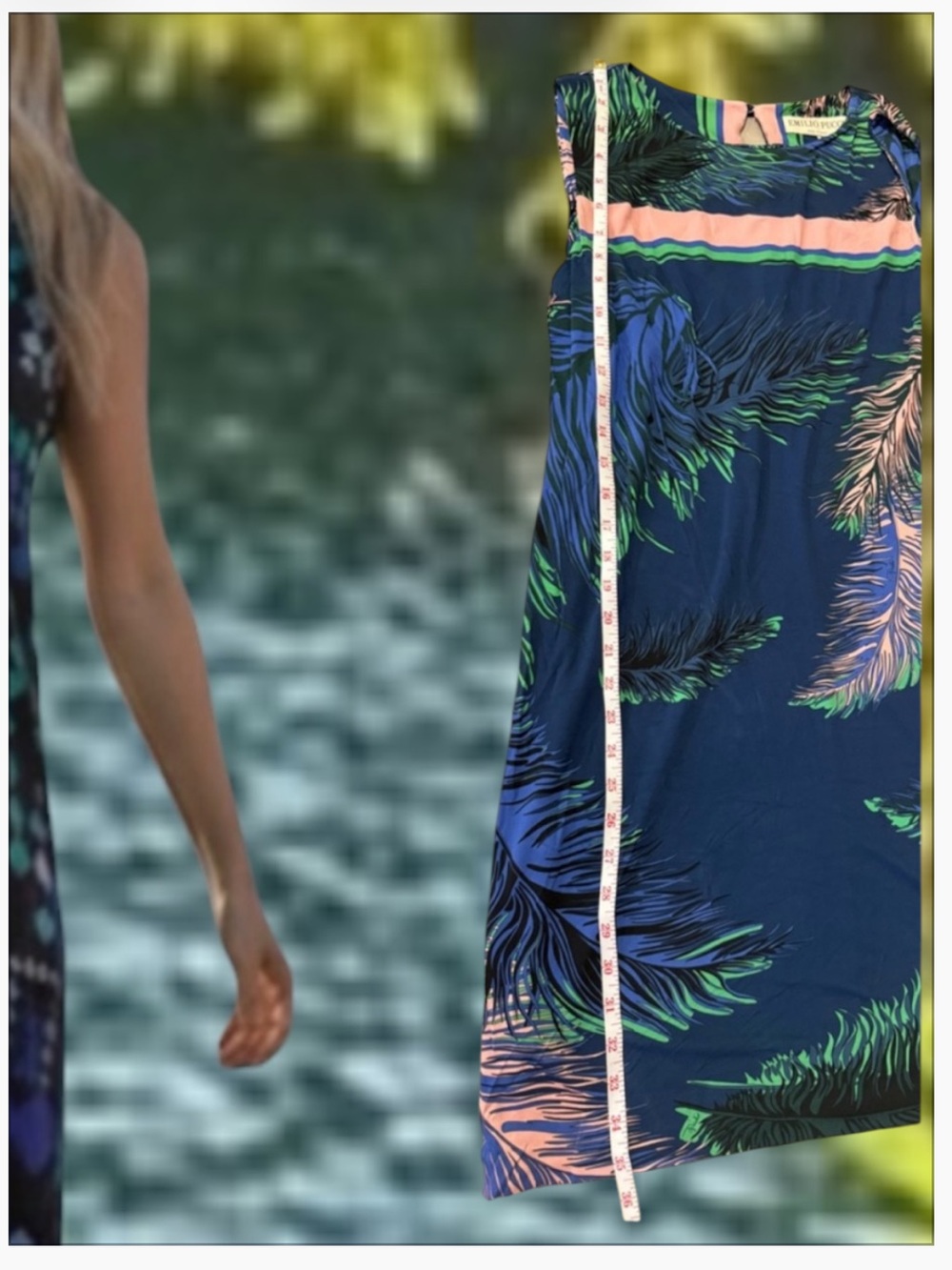 Women's Navy Blue Tropical Print Midi Dress IT 42 US 12